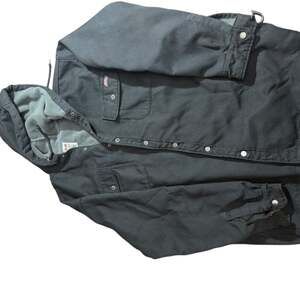 Dickies Fleece Lined Hooded Work Jacket Black 2XL 2EG Snap Front